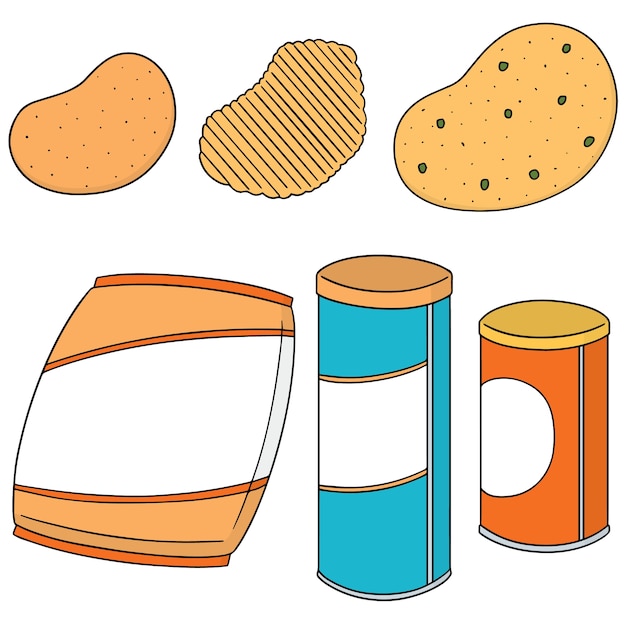 Vector set of potato chips