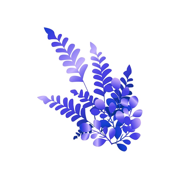 Vector set of premium blue decoration leaves