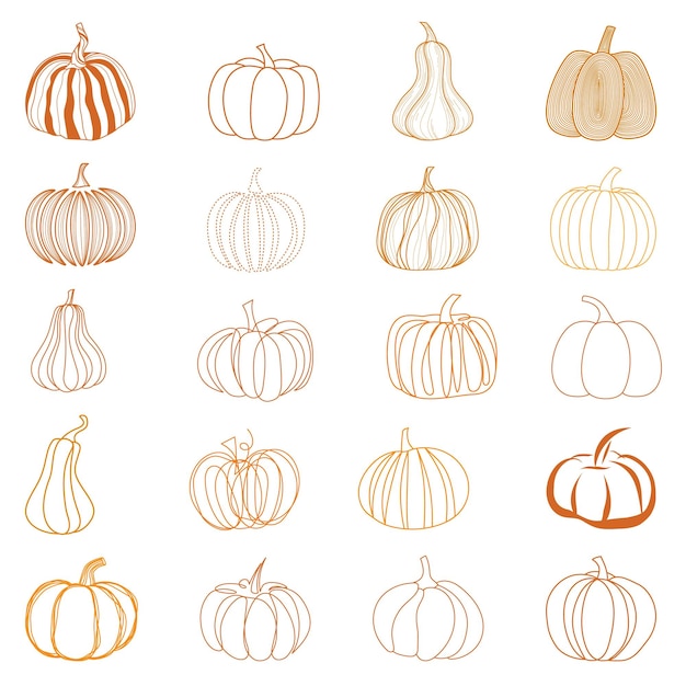 Vector set of pumpkins