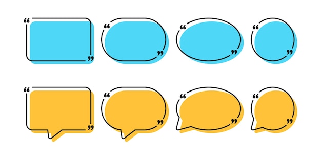 Vector set of quote frame speech bubbles