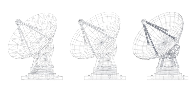 Vector set Radio antenne astronomie en ruimteonderzoek