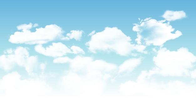 Vector vector set of realistic isolated cloud on the blue background.