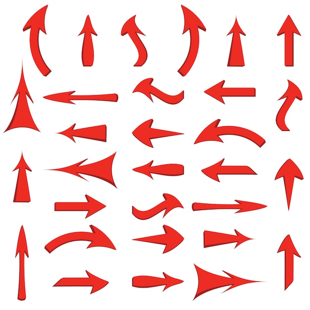 Vector set of red arrows