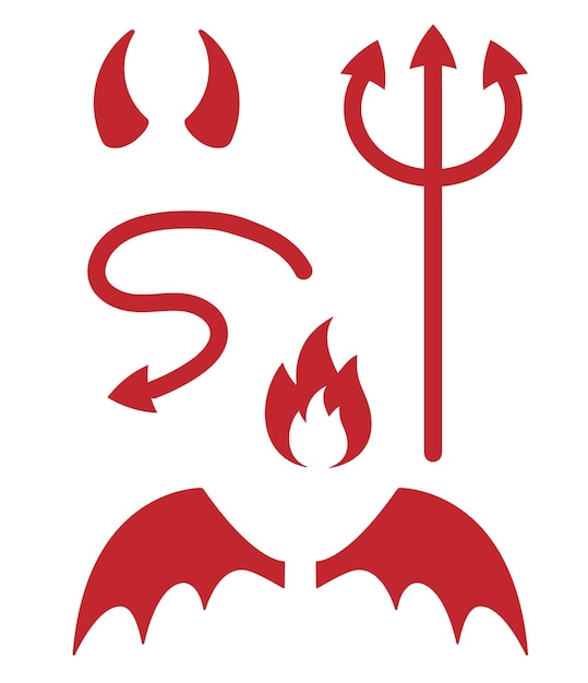 Vector vector set of red devil demon things accessories