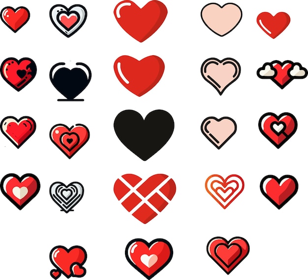 Vector set of red heart