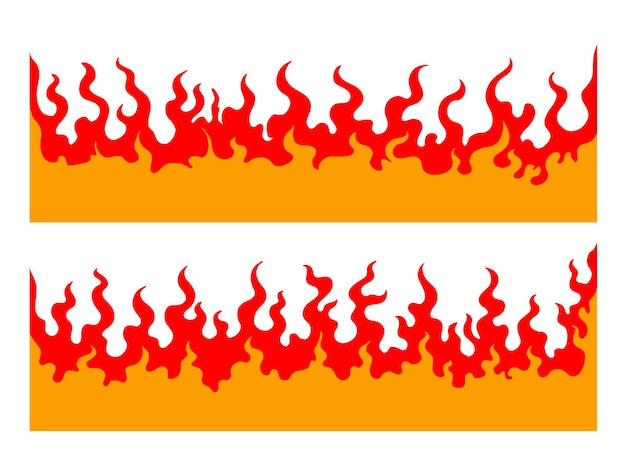 Vector set of red and orange fire elements