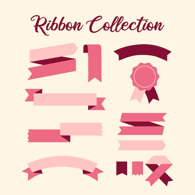 Vector set of ribbon banner label collection design vector illustration