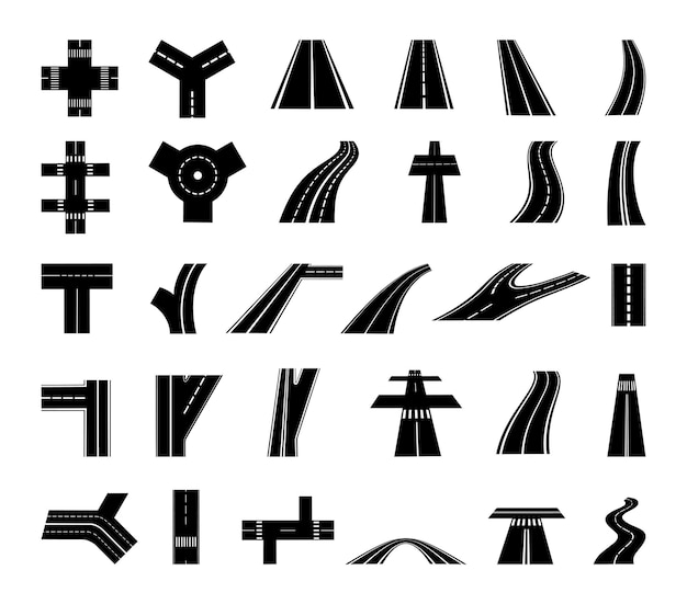 Vector vector set of roads and crossroads.