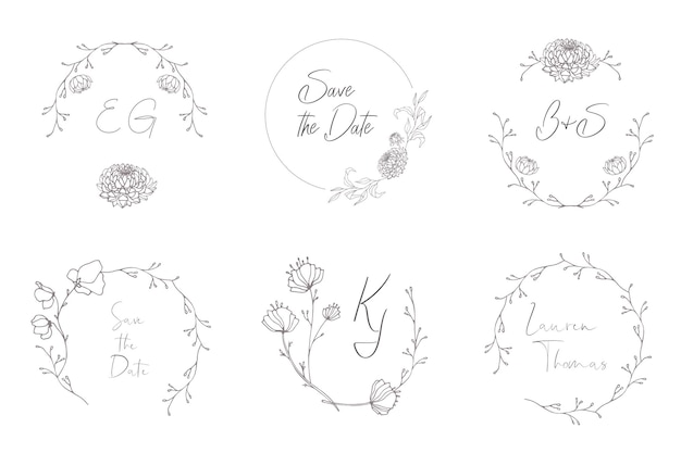 Vector set of romantic floral wreaths