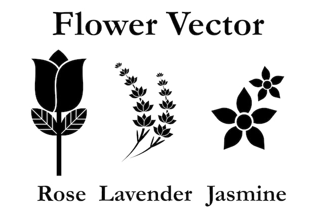 vector set roze lavendel en jasmijn bloemen