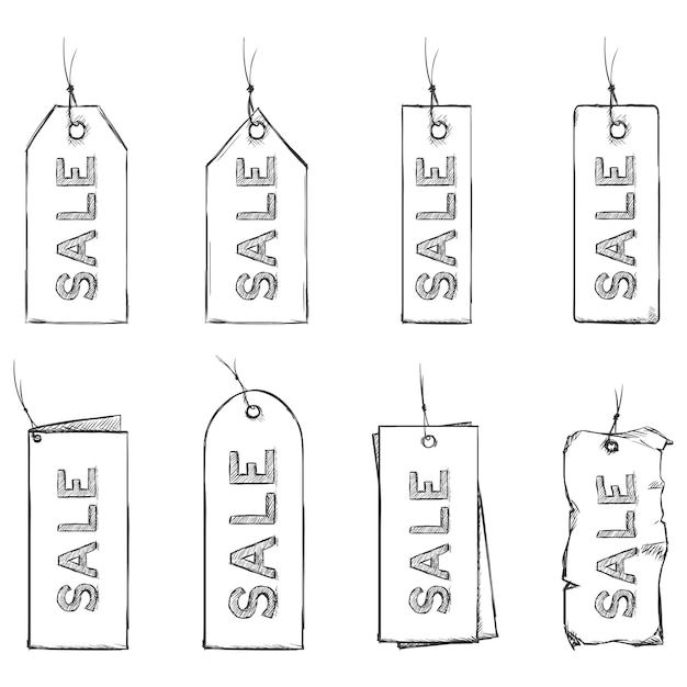 Vector set schets kortingstags