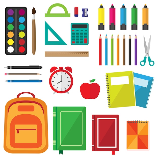 Vector vector set of school supplies