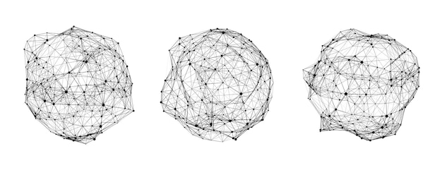 Vector set scifi bol met deeltjes en lijnen Concept netwerkverbinding Frame bol Abstract technologie achtergrond