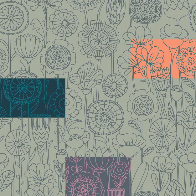 Vector set seamless floral pattern