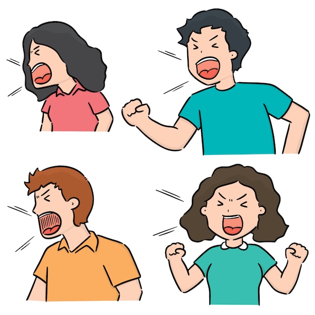 Vector vector set of shouting people