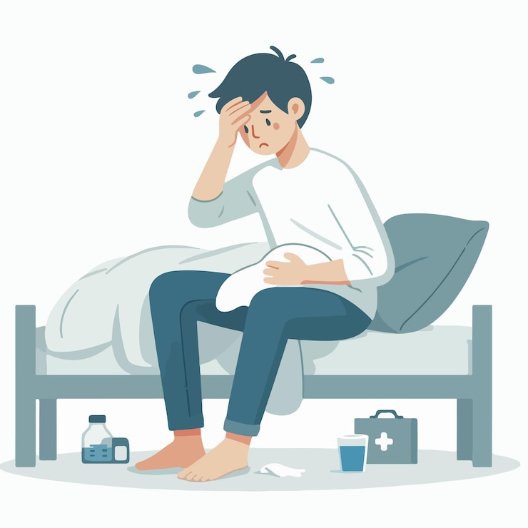 Vector vector set of sick people with a simple flat design style