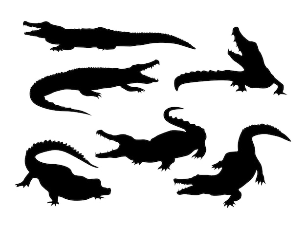 vector a set of silhouette crocodile