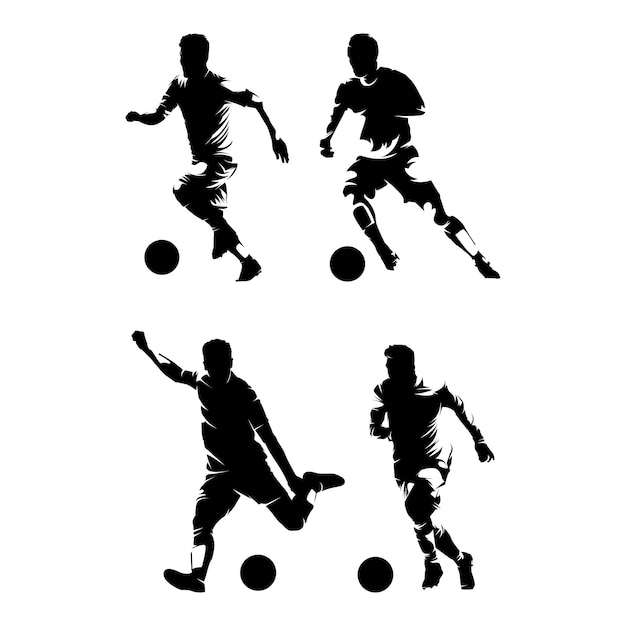 Vector set silhouetten van voetballer Groep voetballers