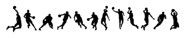 Vector vector set of silhouettes of basketball players