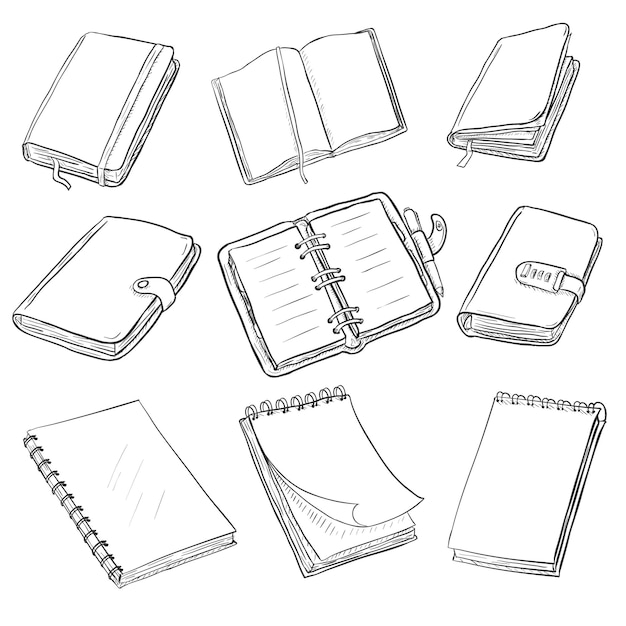 Vector vector set of sketch notebooks