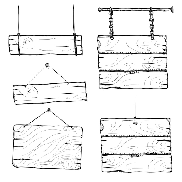 스케치 간판의 벡터 세트