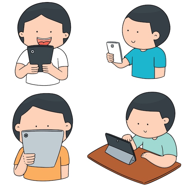 Vector set of smartphone addiction