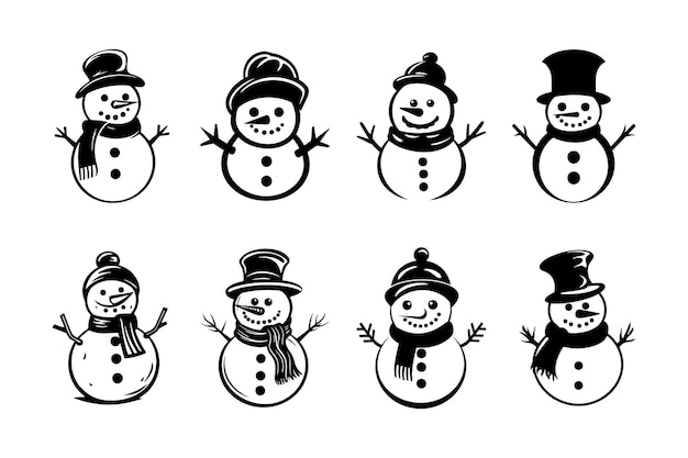 Vector a vector set of snowman silhouette illustrations