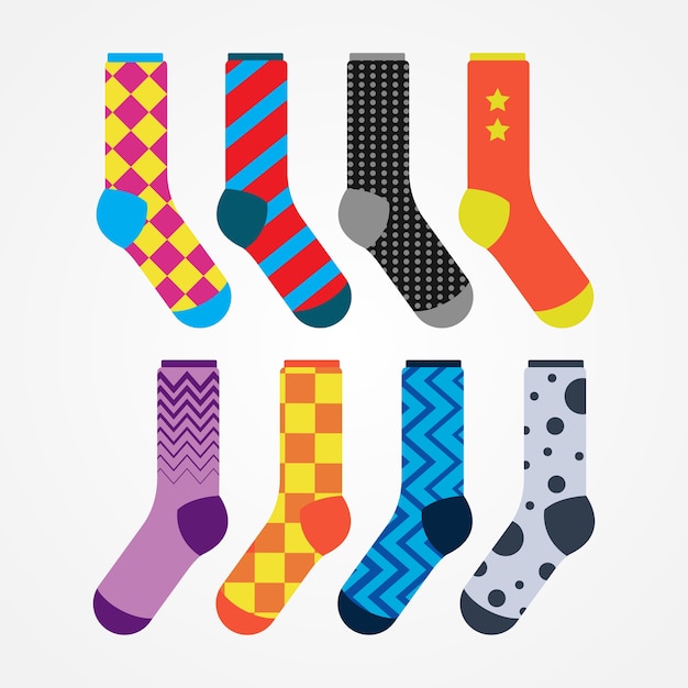 Vector set of socks with different patterns