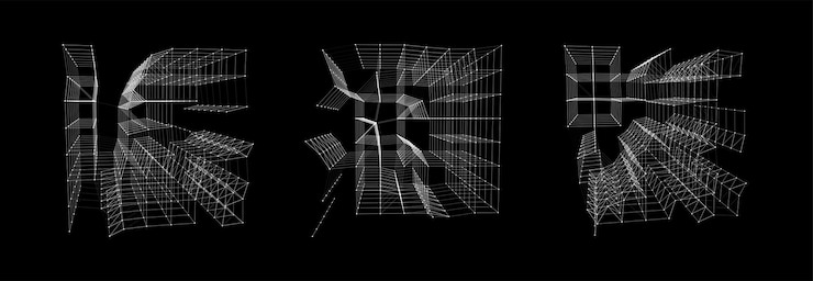 Vector vector set space cube network connection structure cyberspace with moving particles in closed room big data visualization abstract cyber security background