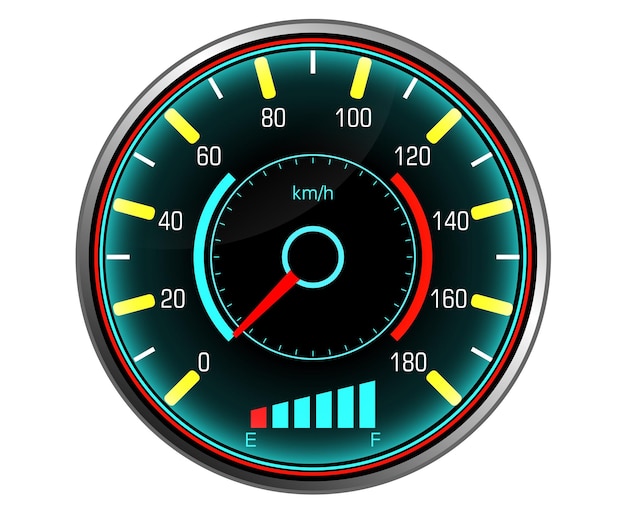 vector set of speedometers for dashboard analog device for speed. car interior speedometer control.