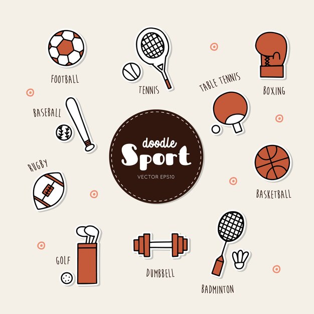 Vector vector set of sport icons. doodle. 