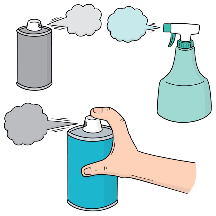 Vector vector set of spray can and bottle