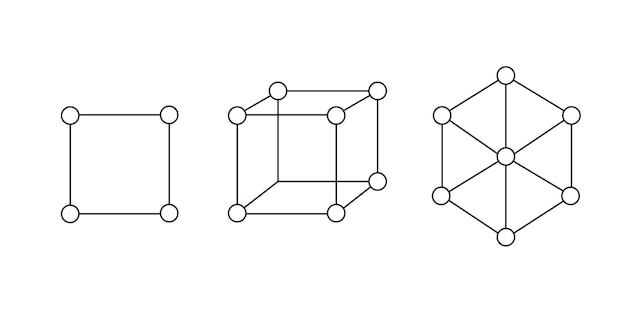 Vector set of square and cube icons molecular structure Flat lines style