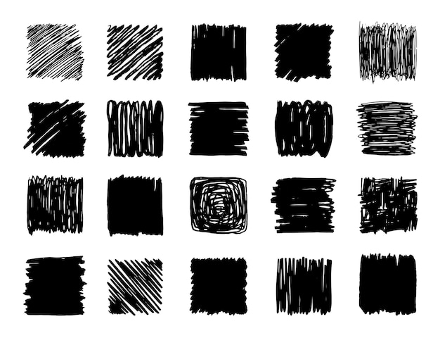 Vector set of square free hand brush element