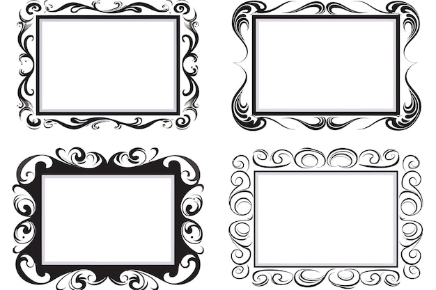 Vector set of squiggle lines style frame
