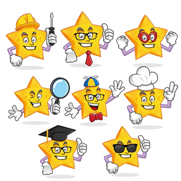 Vector set of star mascot