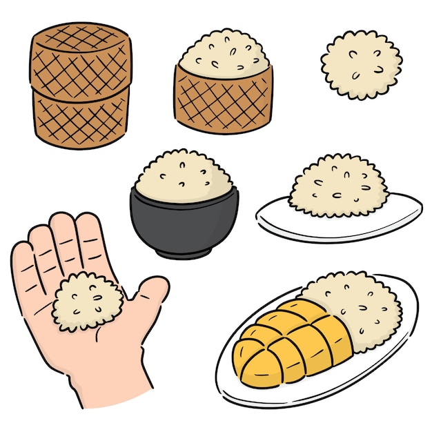 Vector set of sticky rice