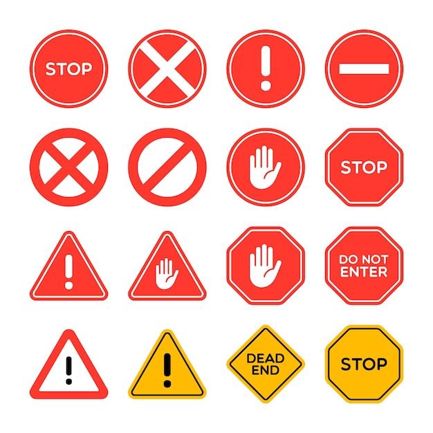 Vector vector set of stop and do not enter signs