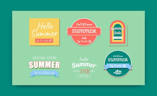 Vector set of summer labels logos summer tags and elements set for summer holiday