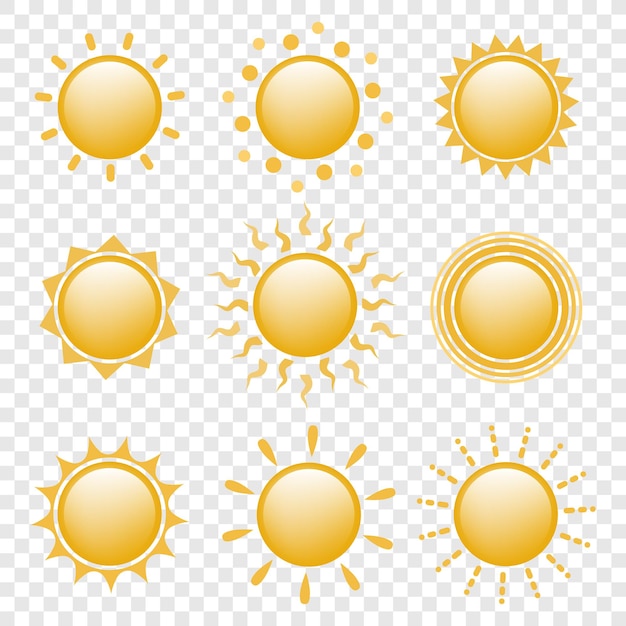 Vector set of sun icons