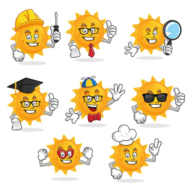 vector set of sun mascot