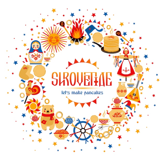 vector set on the theme of the russian holiday carnival.