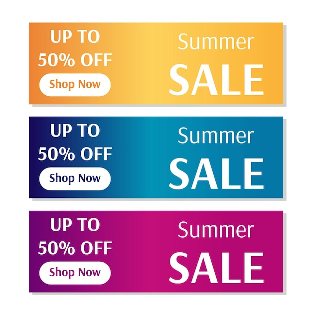 Vector set of three concise banner Summer sale