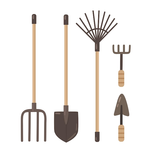 Vector vector set of tools for gardening and agricultural work