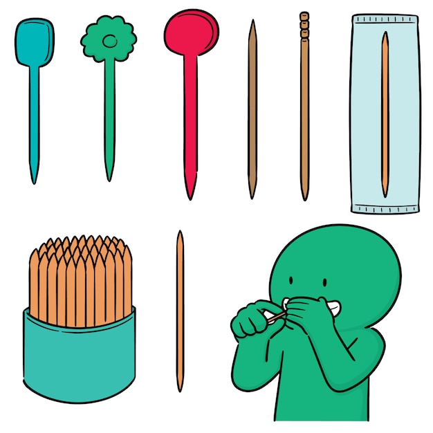 Vector set of toothpick