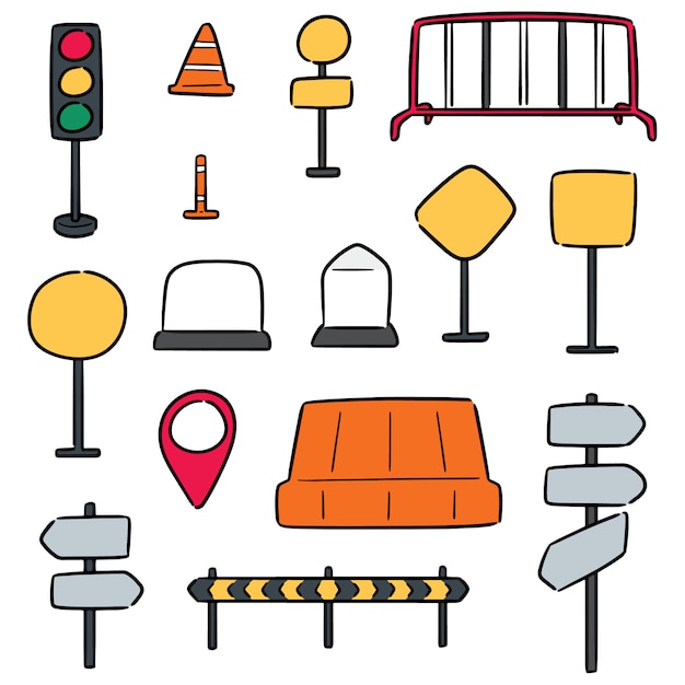 Vector set of traffic equipment