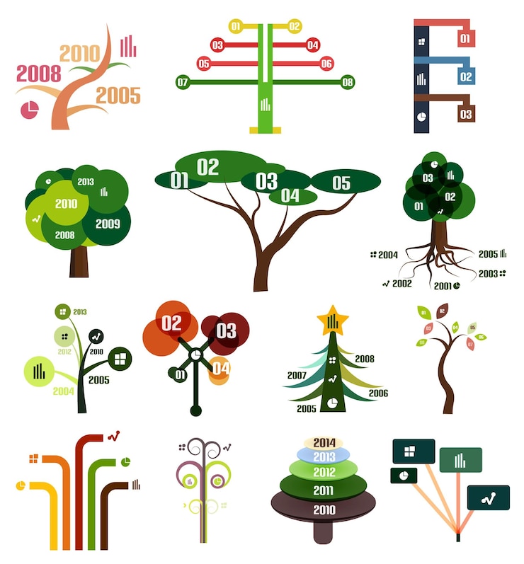 Vector vector set of tree infographic design templates