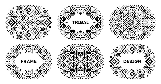 Vector vector set tribal voorbladsjablonen decoratieve geometrische azteekse randen