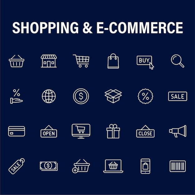 Vector set of universal ecommerce and etrade line icons online shop pack eps10 vector