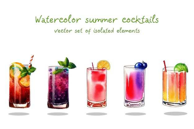 Vector set van aquarel cocktails